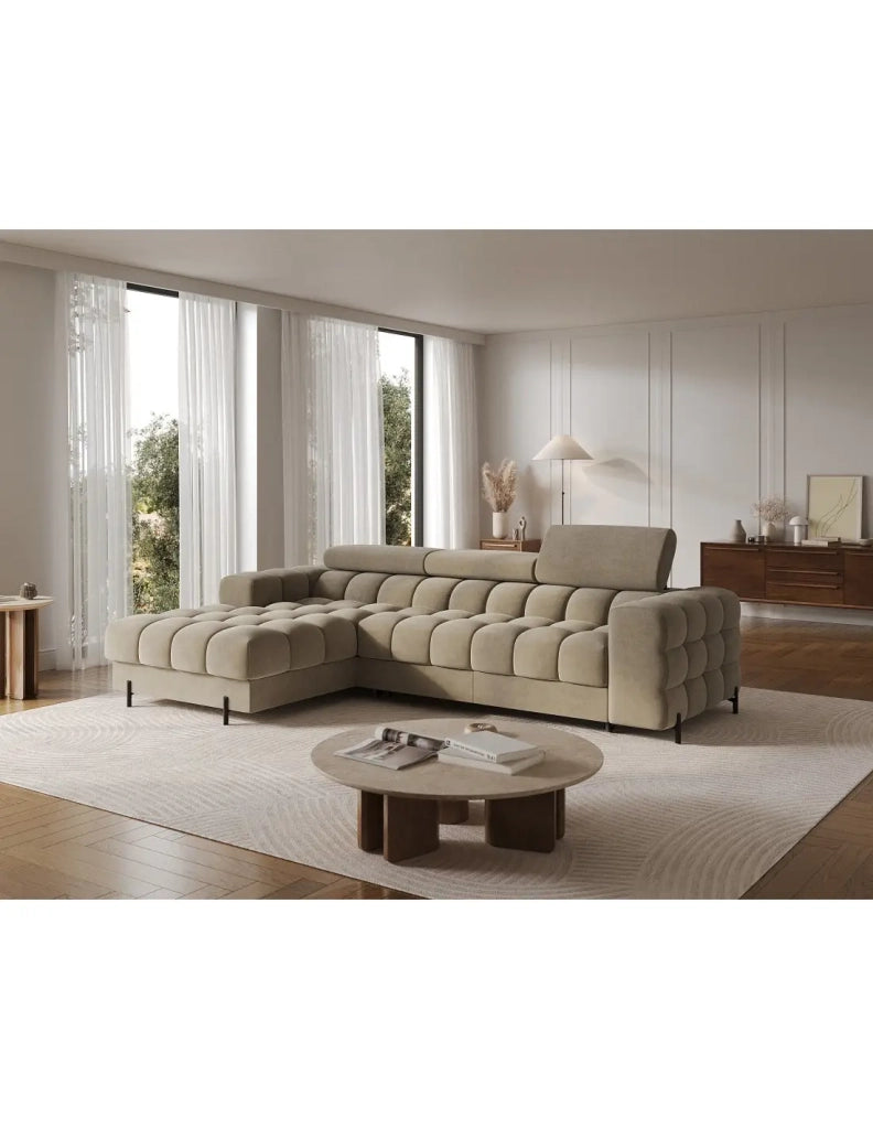 Divano angolare sinistro convertibile Beige design elegante 285x99x181cm FILTRO