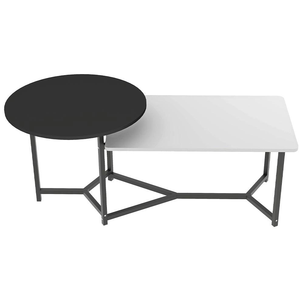 Tavolino Basso da Caffè 2 Ripiani Luxury Tavolo Salotto Struttura Metallo Nero