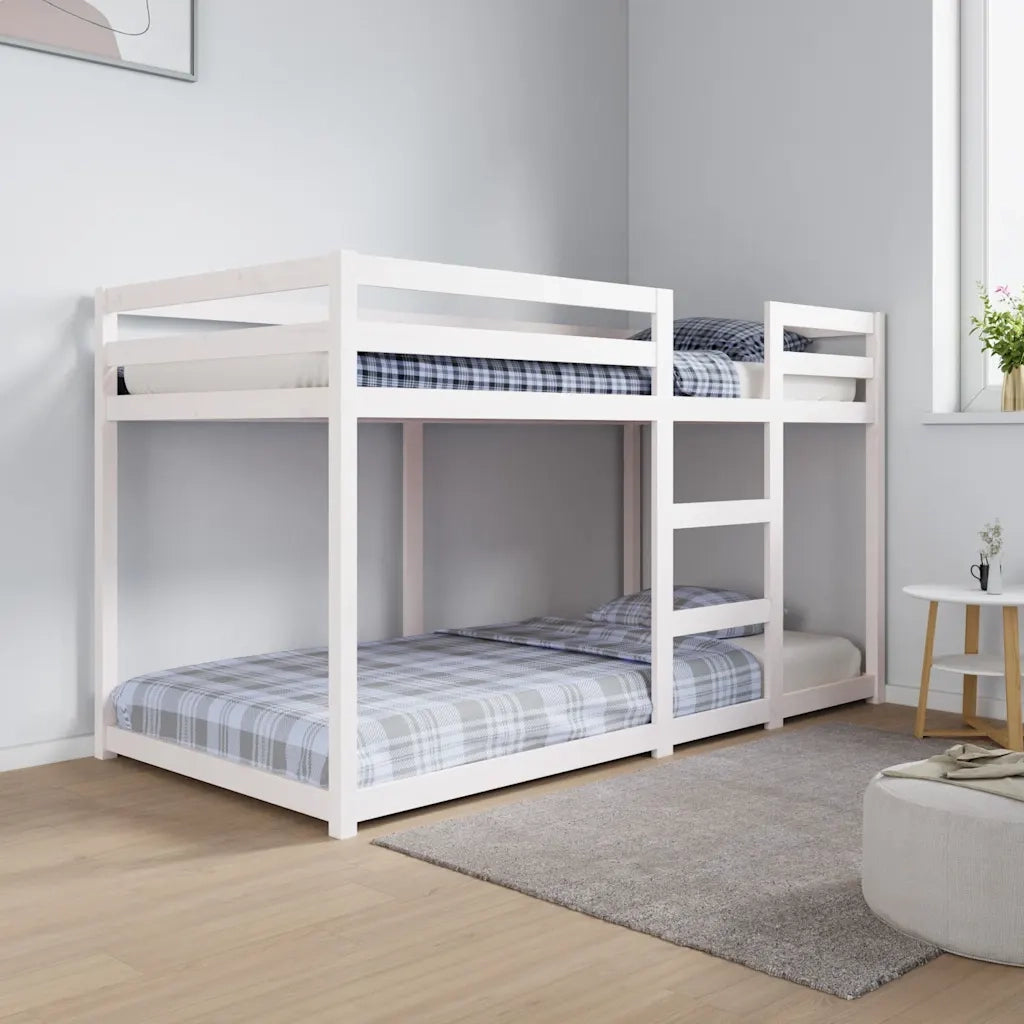 Letto a Castello senza Materasso Bianco 90x190cm Massello Pino