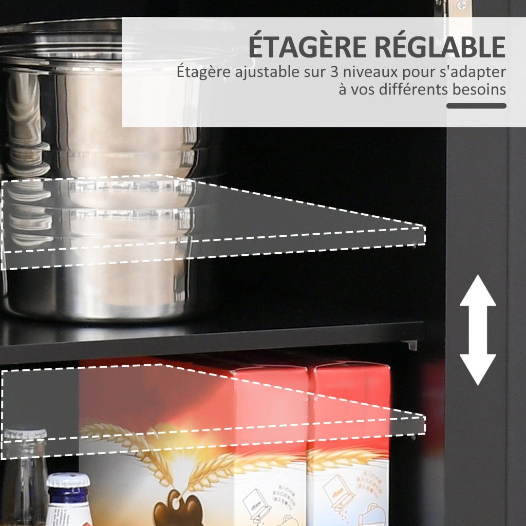 Mobile contenitore con ante e cassetti ¨C Xylo ¨C Nero e legno naturale 68x40x85cm