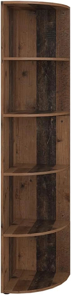 Libreria angolare da terra Ecki, Legno antico, 40 x 180 cm, per montaggio a parete con tre ripiani aperti