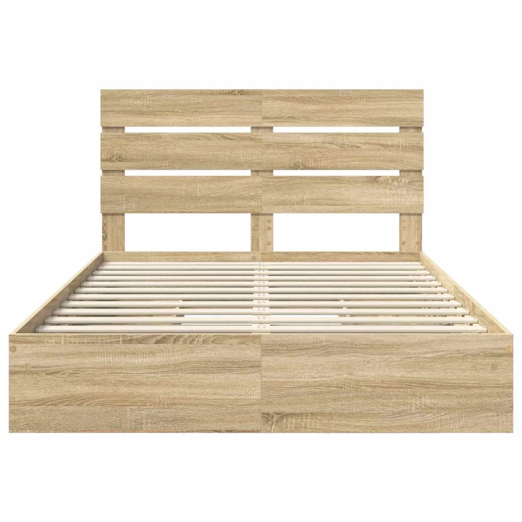 Letto con Contenitore con testiera Rovere Sonoma 160 x 200 cm