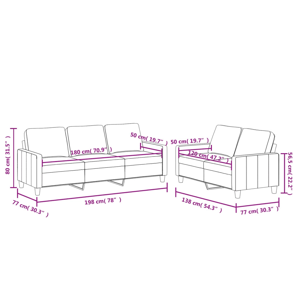 Set di Divani 2 pz con Cuscini cappuccino in Similpelle 3201422