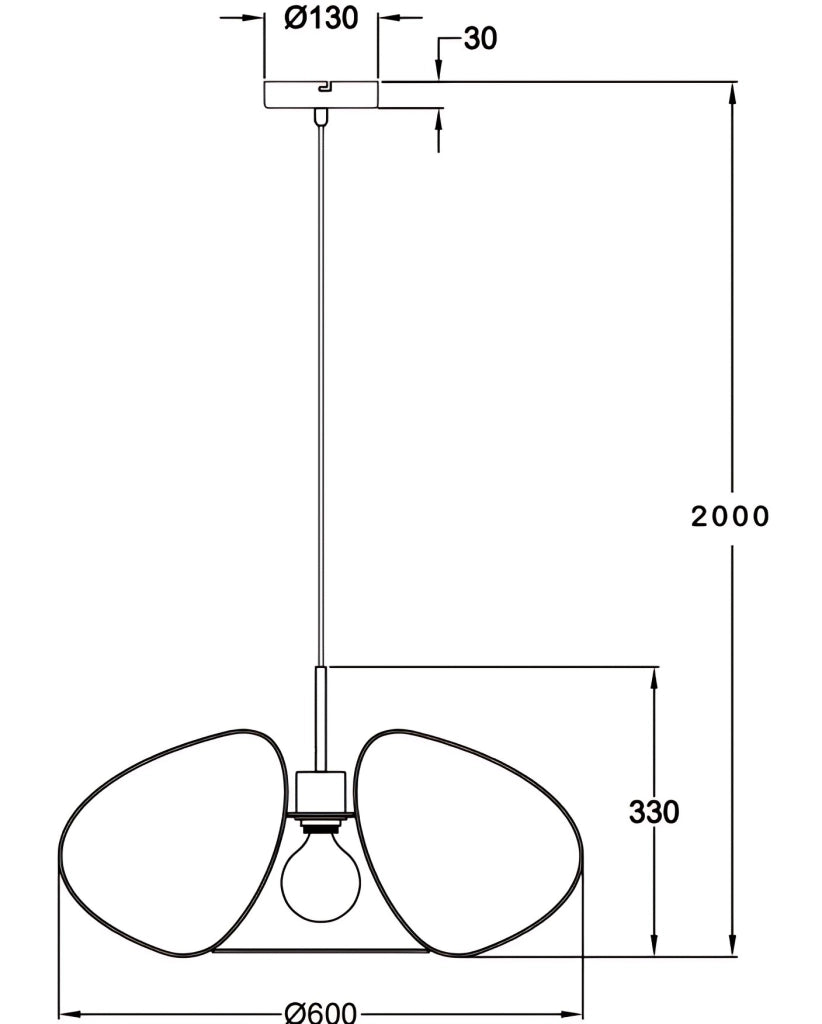 Lampada a Sospensione Fassa Ø60cm in Metallo Nero, Attacco E27 40W, Design Industriale, Classe di Isolamento 1, IP20 - Illuminazione Interni