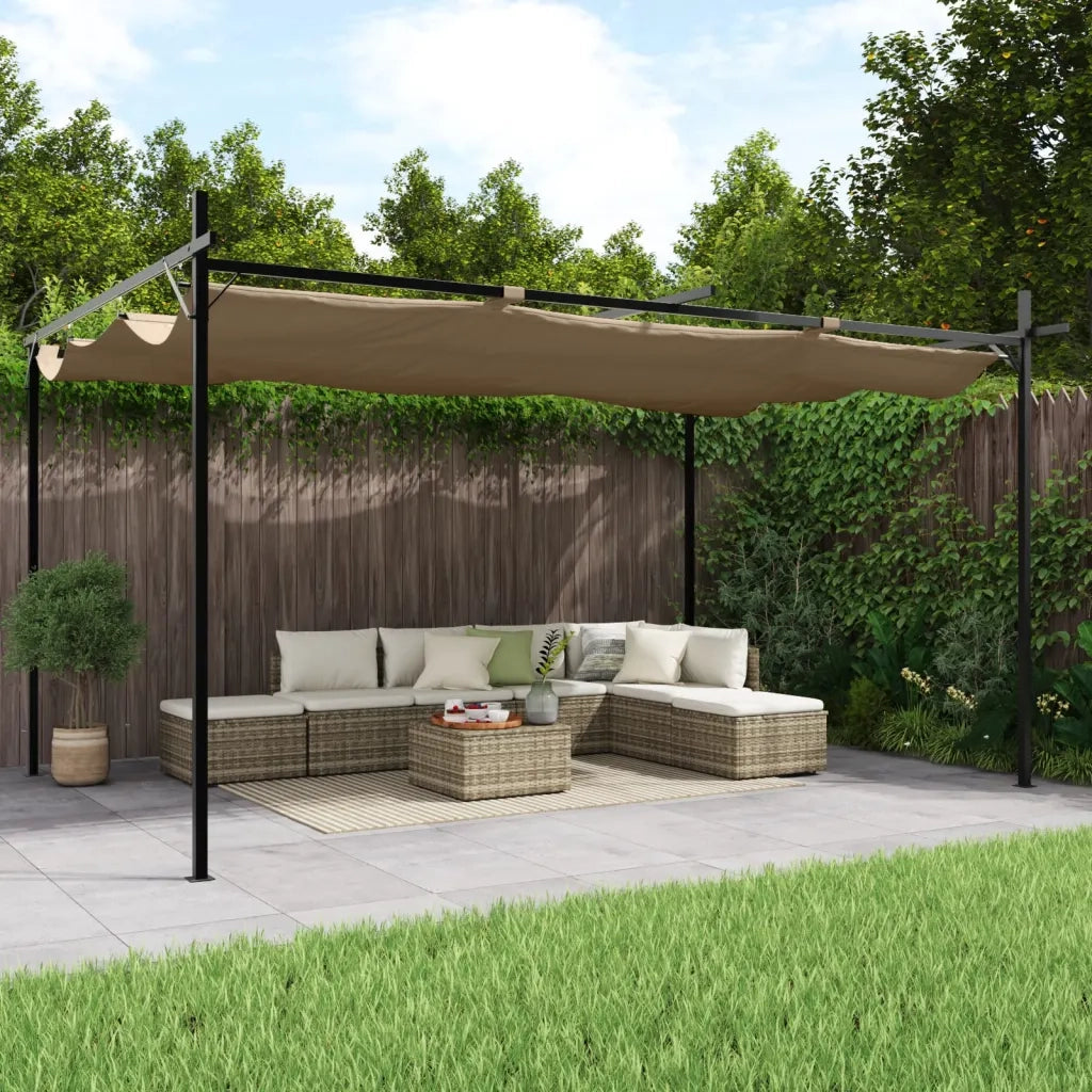 Pergola con Tetto Retrattile Tortora 395x292x230 cm 360118