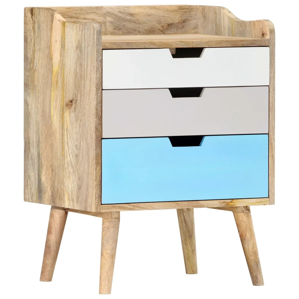 Comodino-Tavolino da notte 47x35x63 cm in Legno Massello di Mango