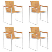 Sedie da Giardino 4 pz Legno Massello di Teak e Acciaio Inox  cod mxl 19963
