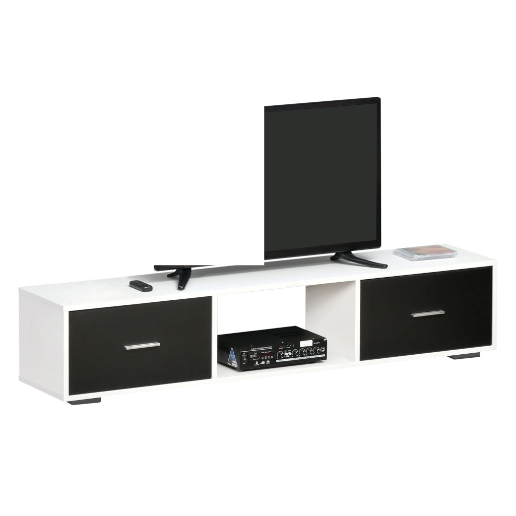 Mobile TV per Televisori fino a 60 Pollici ¨C Xylo ¨C Bianco e Nero con 2 Cassetti 140x30x32 cm