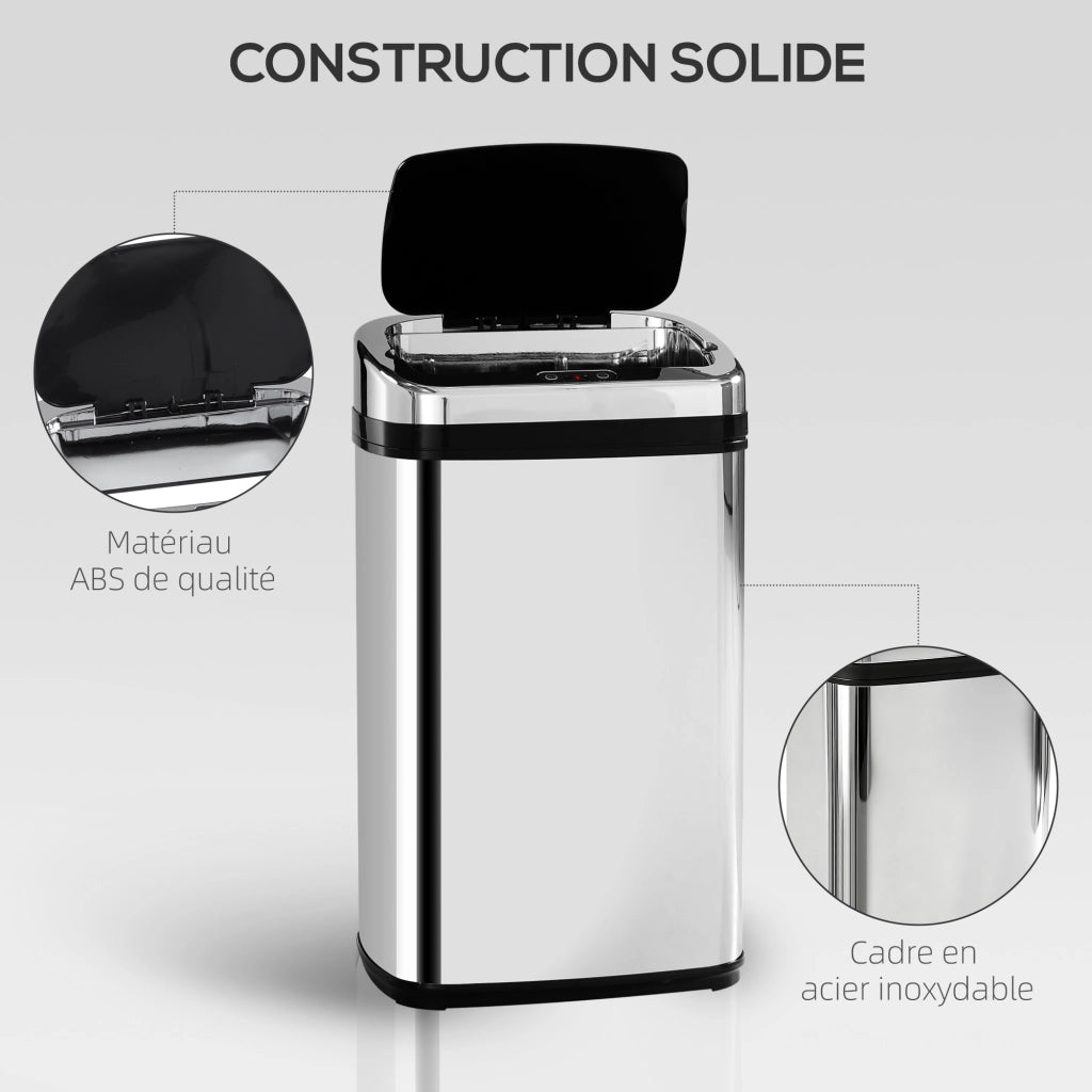 Cestino Cucina Automatico 30L ¨C zephmum ¨C Acciaio Inossidabile Argento 33x25x58cm