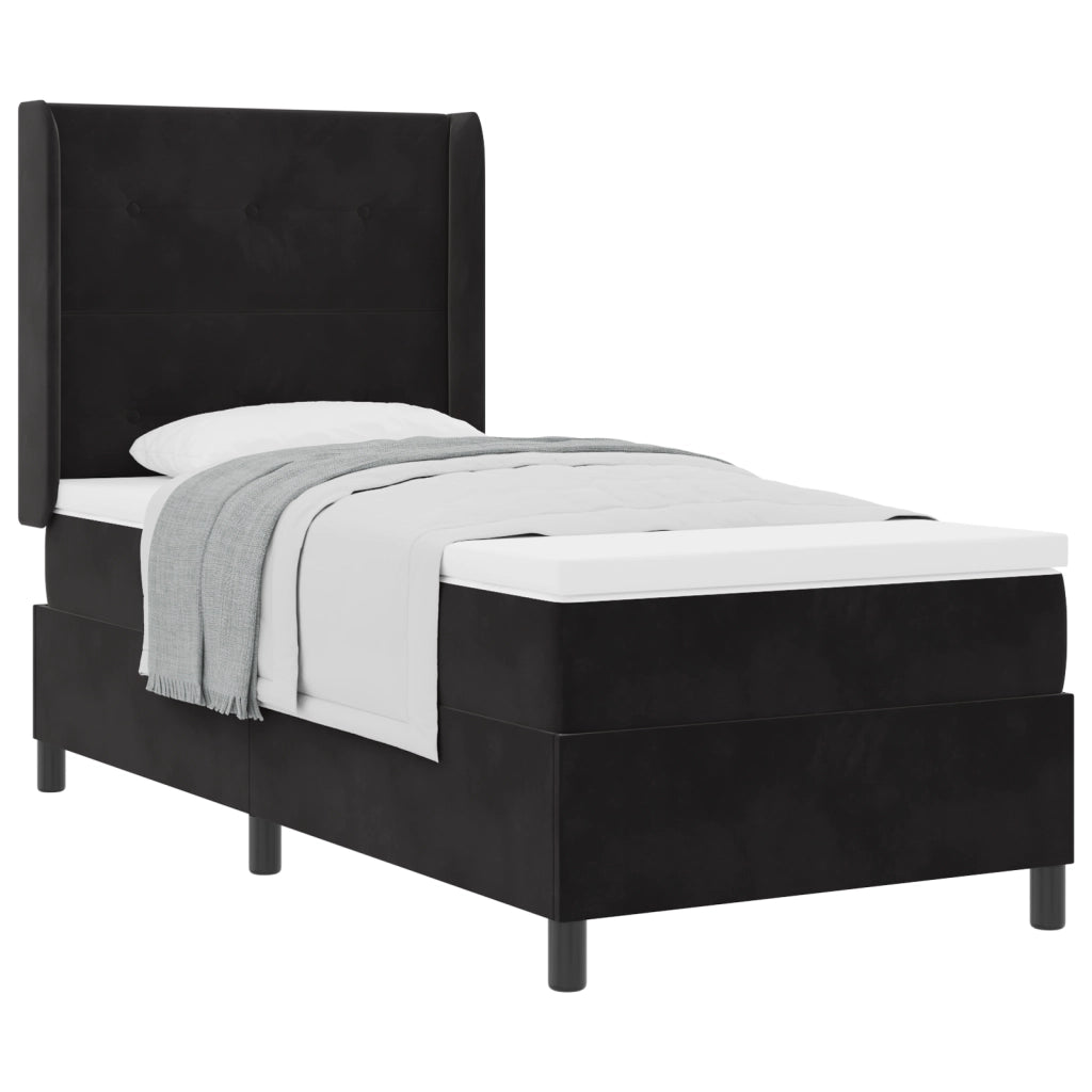 Letto a molla con materasso Nero 100x200 cm Velluto