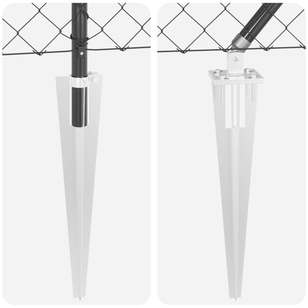 Recinzione a Catena con 7 Picchetti 1,5x10 m Acciaio Galvanizzato