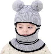 Bambino cappello di pelliccia, cappello da neonato, cappello per bambini, cappello caldo e accattivante, cappello con pompon, cappello di lana per bambini, ragazze e ragazzi (grigio)
