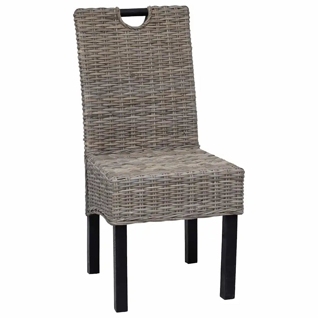 Sedie Sala da Pranzo 2 pz in Rattan Kubu e Legno di Mango 243638