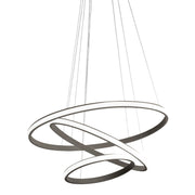 Lampadario led Iole S3 60W dimmerabile - Sospensione moderna a 3 anelli in alluminio titanio, luce calda 3000K, 3000lm, design elegante