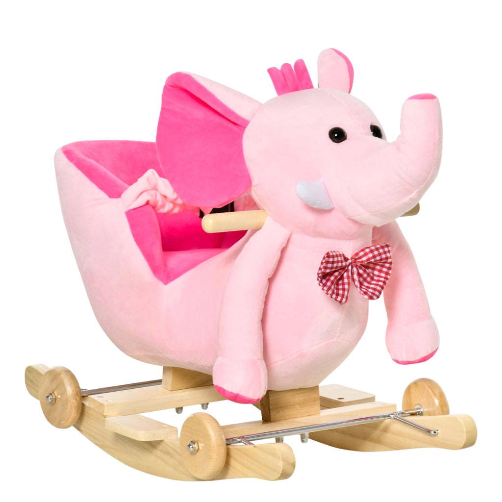 Cavallo a Dondolo con Ruote Elefante ¨C zephmum ¨C Rosa 60x35x45 cm