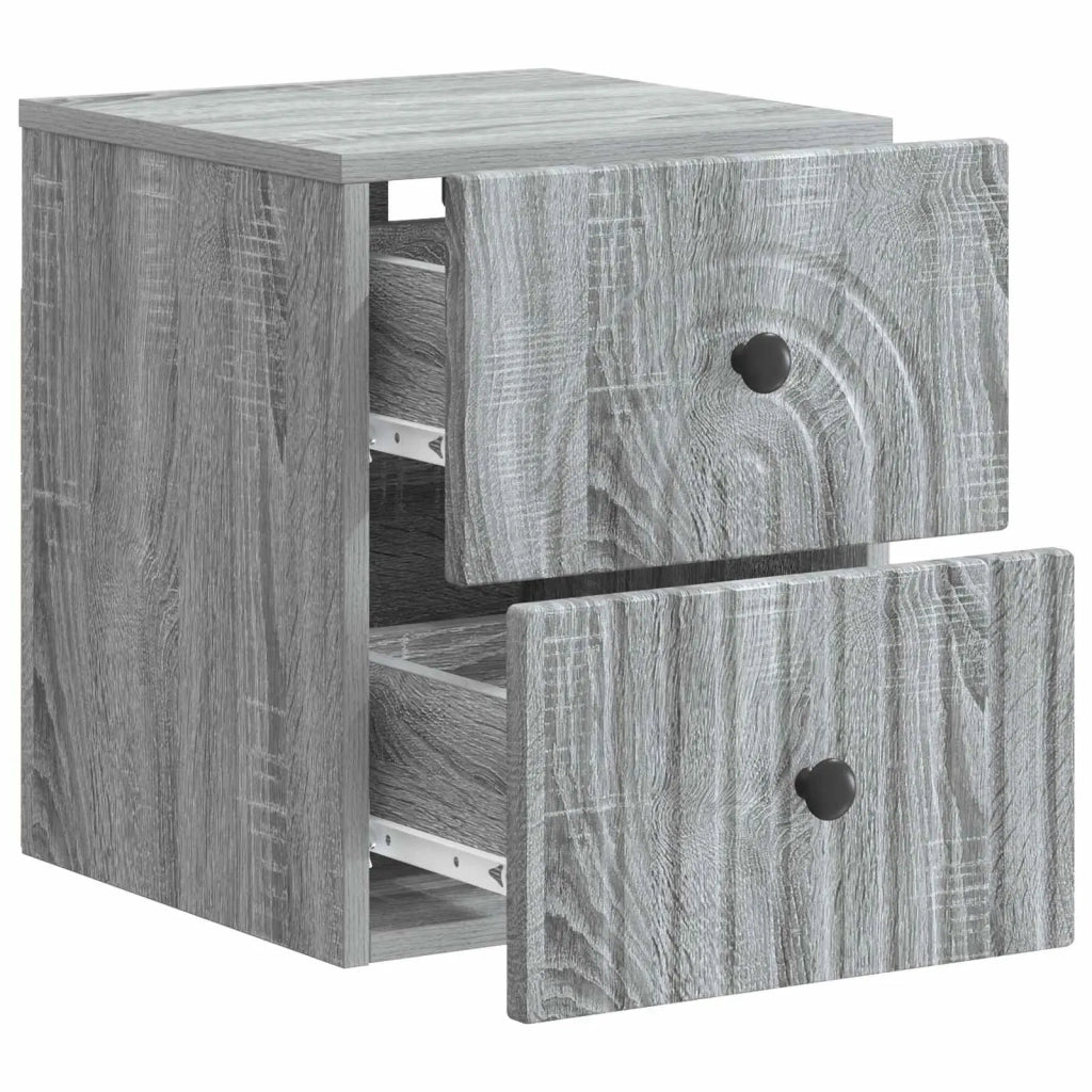 Mobiletto da notte a muro 2 pcs Grigio Sonoma 33 x 34,5 x 40 cm
