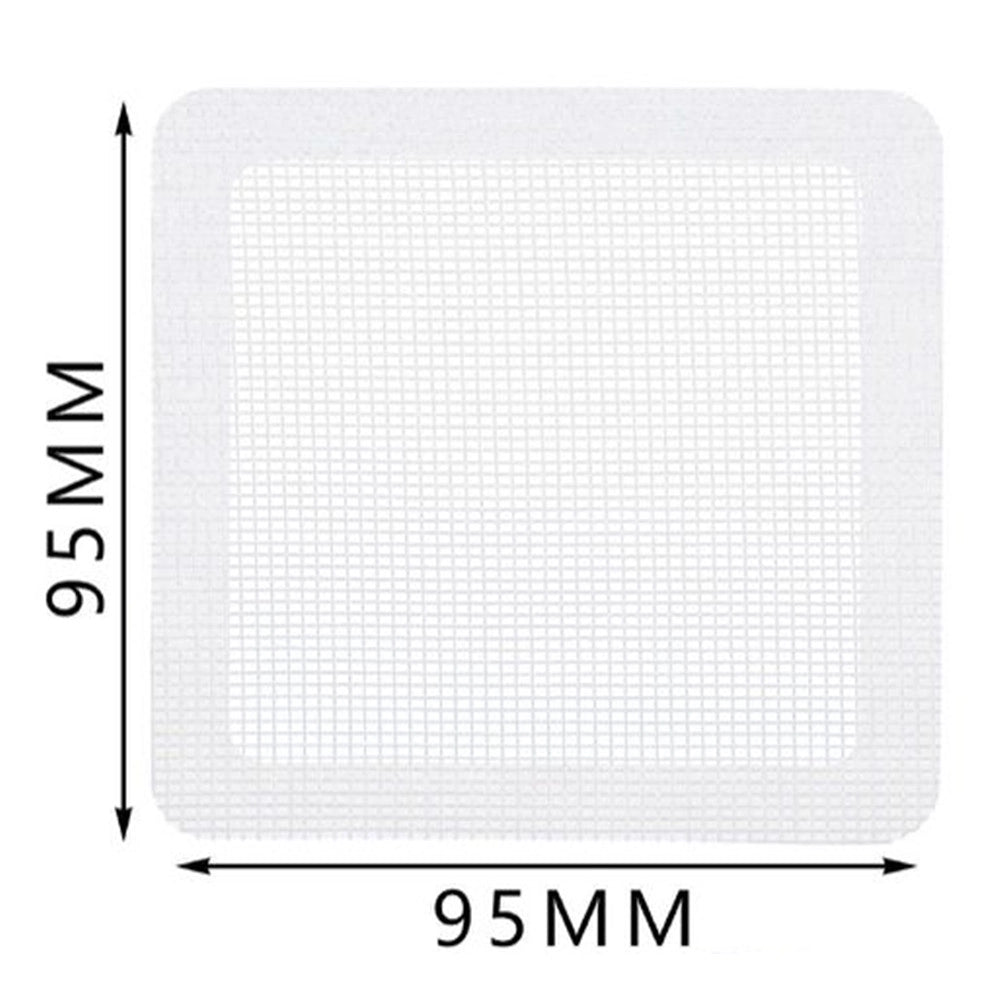 Trade Shop - Set 2 Toppe Adesive Rete Bianca Per Riparazione Fori Strappi Zanzariere Da 95x95mm 622154 -