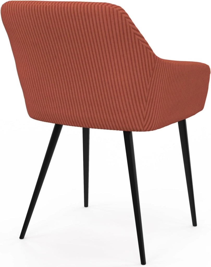 Set di 2 sedie da sala da pranzo, poltrone da tavolo Jany in velluto a coste Terracotta