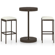 Set Bar da Giardino 3 pz | Set Salotto da Giardino con Cuscini in Polyrattan Marrone