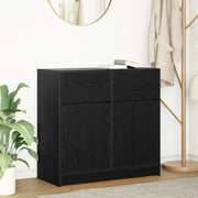 Credenza con Cassetto Rovere Nero 80x34x76 cm Legno Multistrato 861536