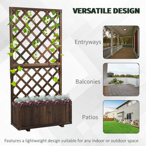 Fioriera da Giardino con Traliccio 72,5x31,5x149,5 cm in Legno di Abete Carbonizzato