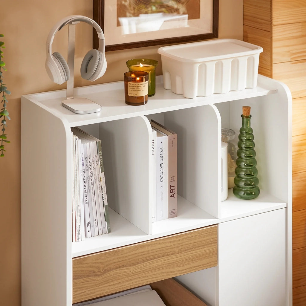 SoBuy Libreria Multiuso con 5 Cubi Portaoggetti, Scaffale Salvaspazio L72*P30*A110cm STR11-WN