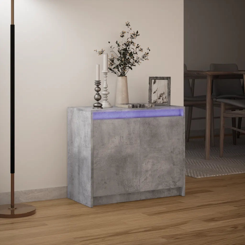 Credenza con LED-Buffet-Armadio da cucina Grigio Cemento 72x34x61 cm Legno Multistrato