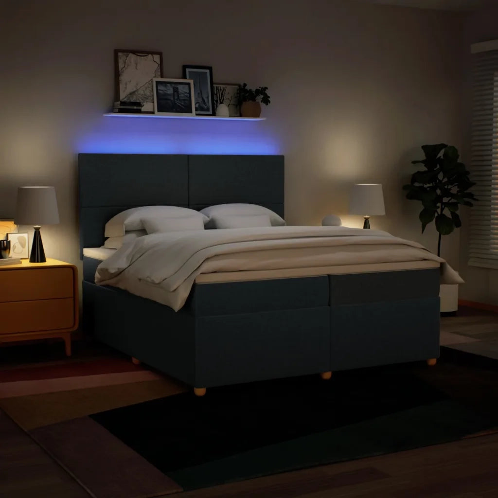 Giroletto a Molle con Materasso Blu 200x200 cm in Tessuto 3293686