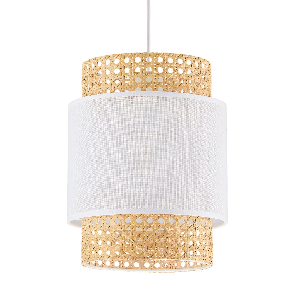 Lampada a sospensione Boho rattan bianca E27 TK 6528