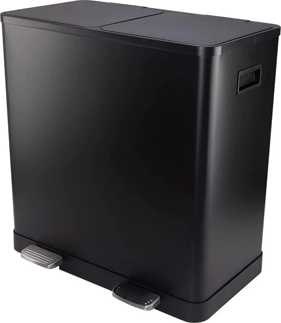 Raccolta Rifiuti Scatola 60 Litri 2 Cassetti - Contenitore Rifiuti Pedali Maniglie Soft-Close 60 litri