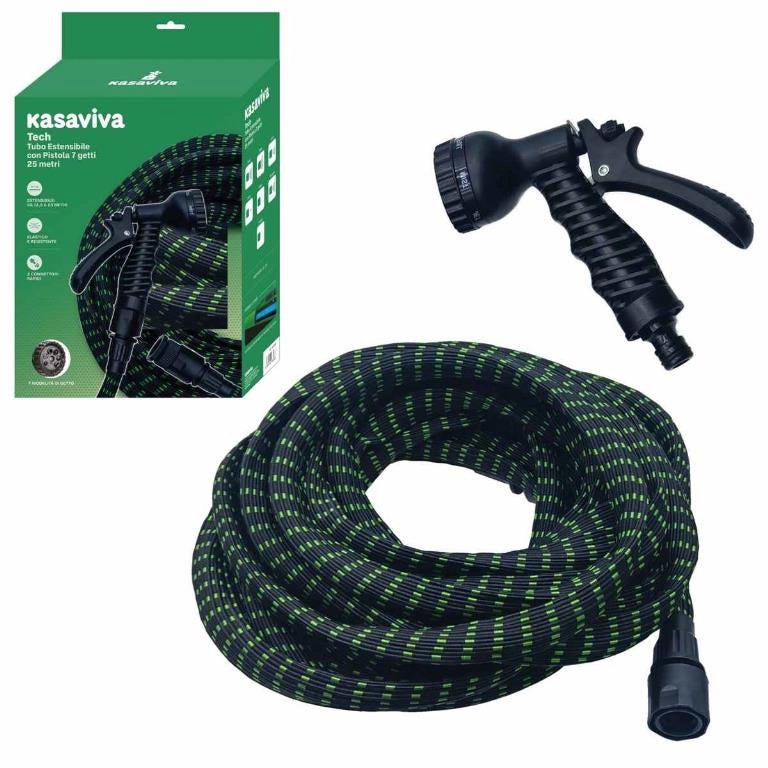 Tubo da Giardino Irrigazione Estensibile Tech 25 Metri + Pistola
