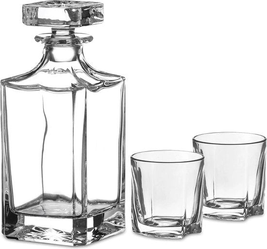 Set di caraffa whisky 3 in 1 con vetrini twist crystal.