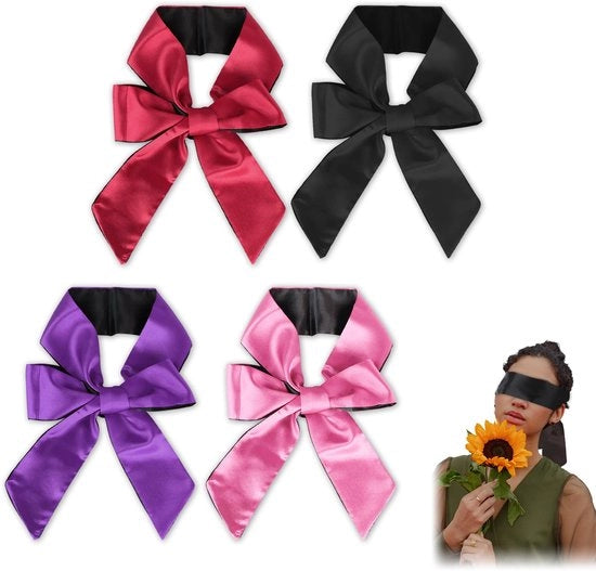 Oogmasker 4 Stuks - Verstelbaar/Satijnen - Zijden/Slaapmasker - Oogbedekking Zachta - Reis-oogmasker - Materiale Comodo