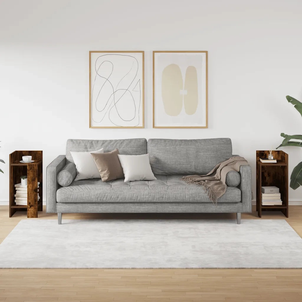 Tavolini Laterali 2 pz con Ripiano Rovere Fumo 25,5x27x60 cm 858551