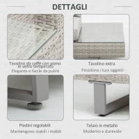 Set Giardino Esterno, Salotto da Giardino, Set Divani da Esterno con Tavolino da Giardino, Mobili da Giardino in Rattan Grigio