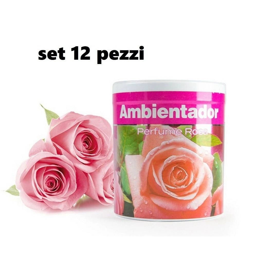 Trade Shop - Set 12 Deodoranti Barattolo Profumo Ambiente Assorbi Odori Fragranza Rosa -
