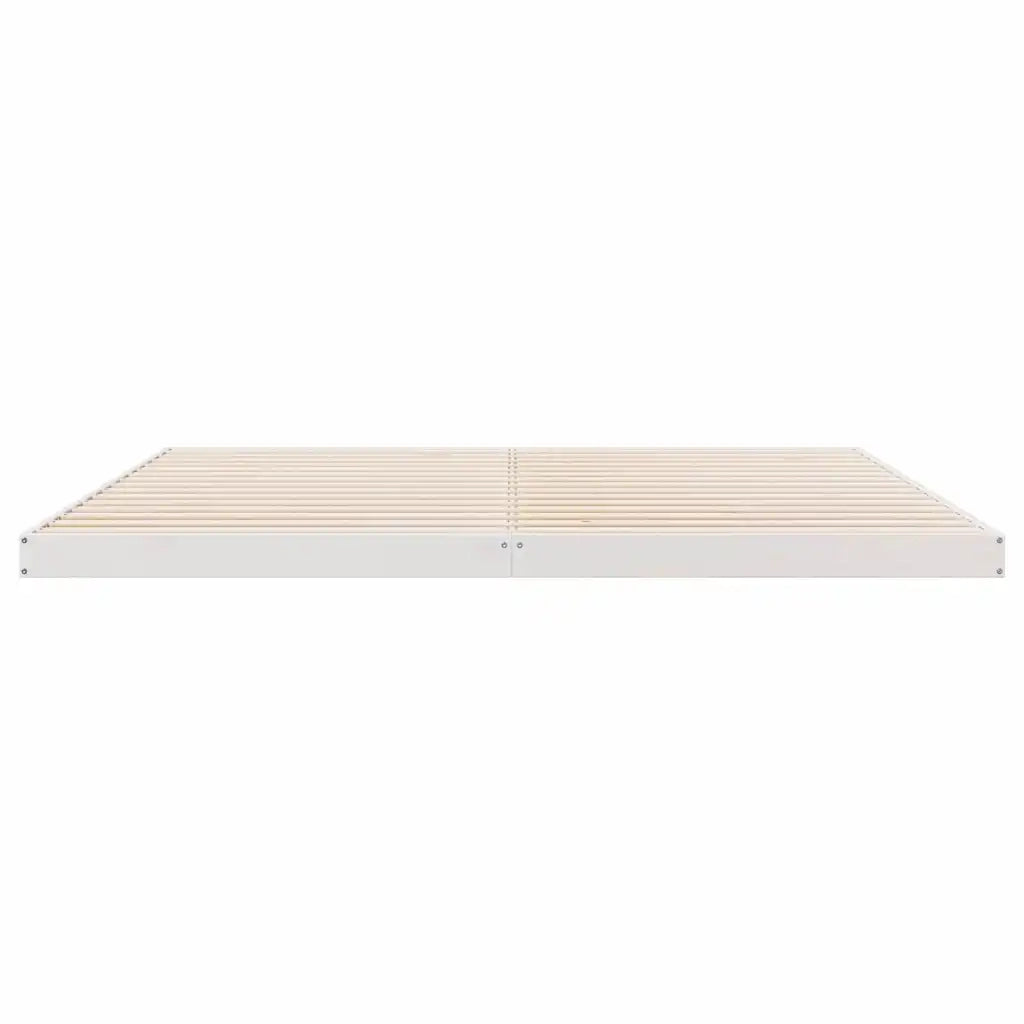 Struttura letto a terra-Giroletto Bianco 200 x 220 cm Pino massello