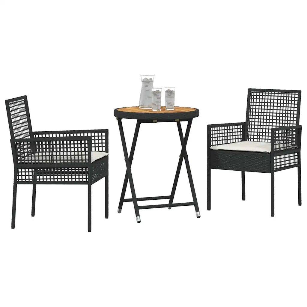 Set Bistro da Giardino 3 pcs Nero polyrattan 3334967