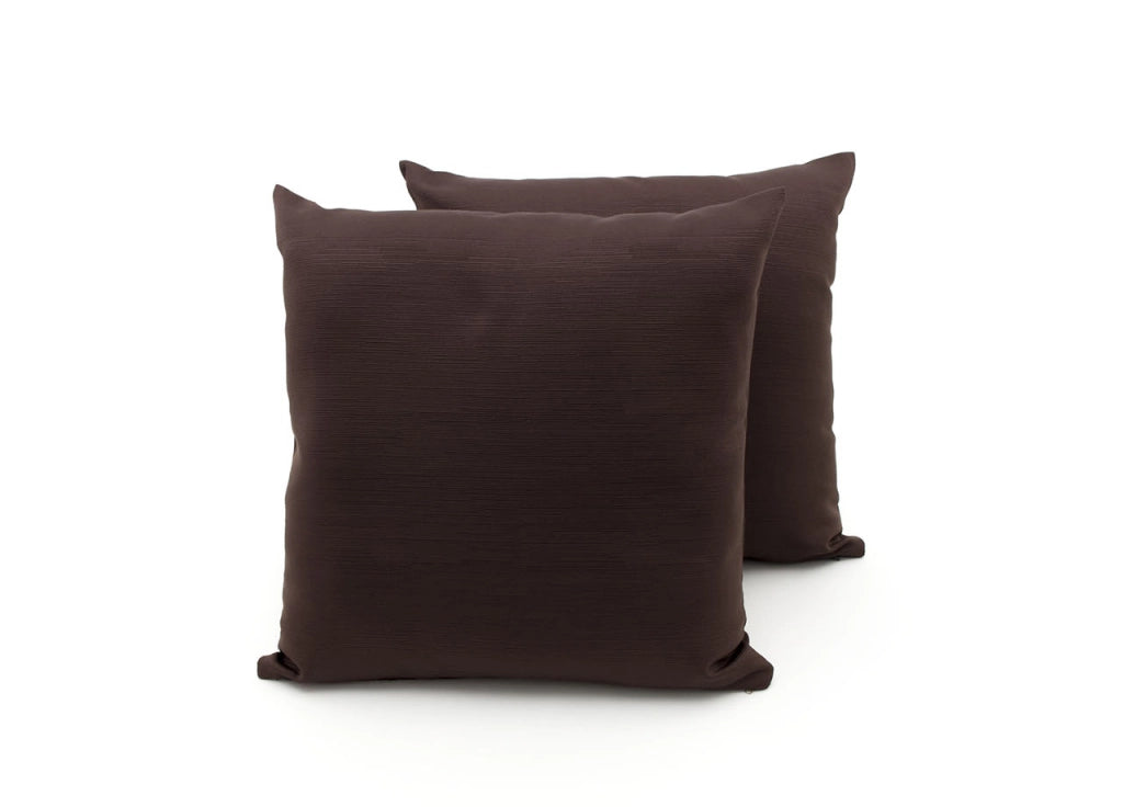 Coppia Cuscini Arredo Imbottiti Tessuto Ottoman In Tinta Unita Colore Marrone 26 - 40x40 - Marrone 26