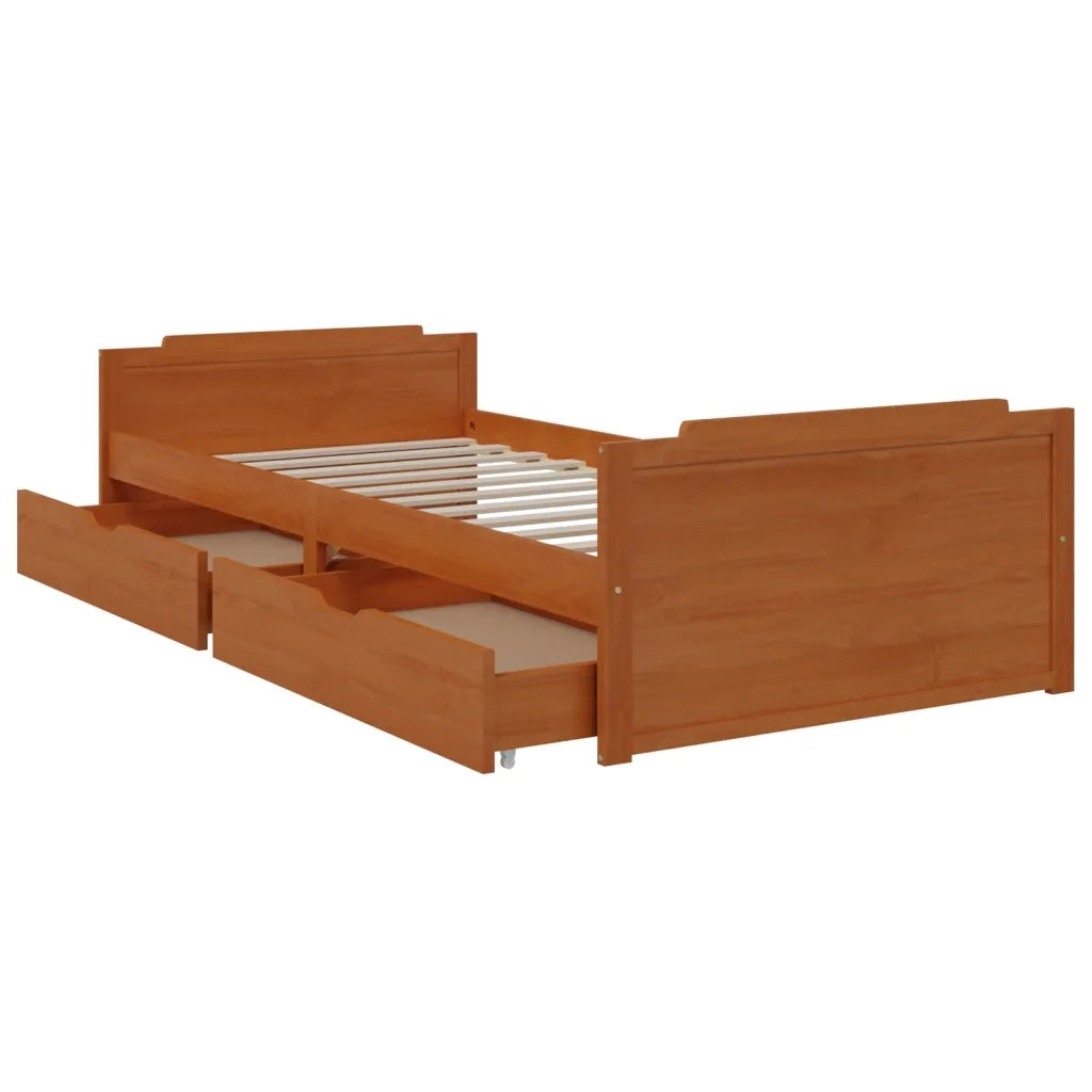 Giroletto Ambra con Cassetti Legno Massello di Pino 90x200 cm