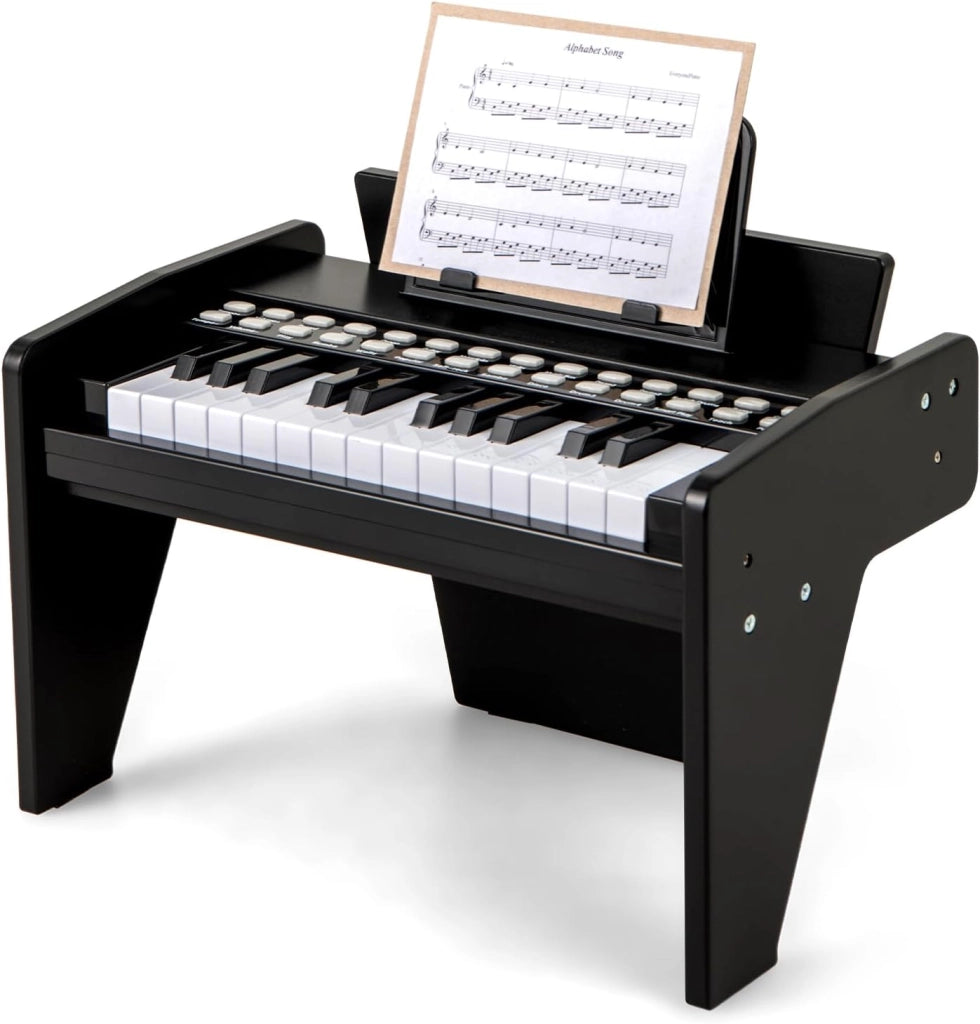 Tastiera a 25 tasti per bambini, pianoforte elettronico con tasto luminoso e leggio, pianoforte digitale per bambini di 18+ mesi, registrazione e lettura, modalità di apprendimento (nero)