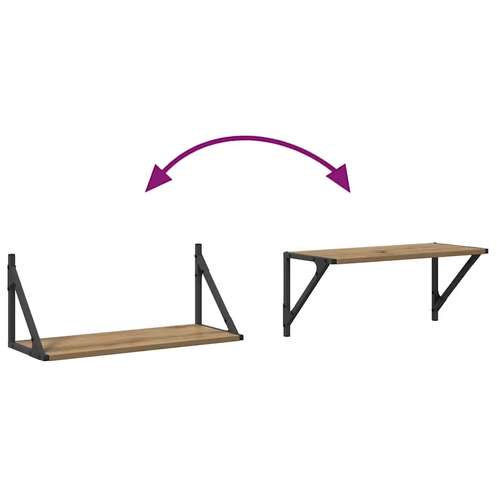 Scaffali da parete 2 pcs Rovere artigianale 60 x 25 x 25,5 cm 882857