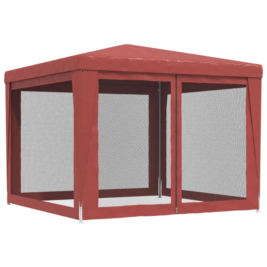 Tenda per Feste con Pareti Laterali in Rete-Tenda Gazebo Rossa 3x3 m HDPE