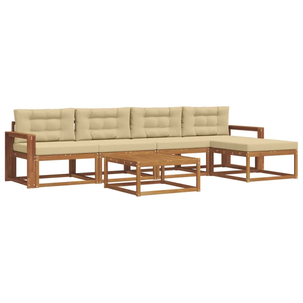 Set di divani da esterno con cuscino 6 pcs Naturale e Beige 3367481