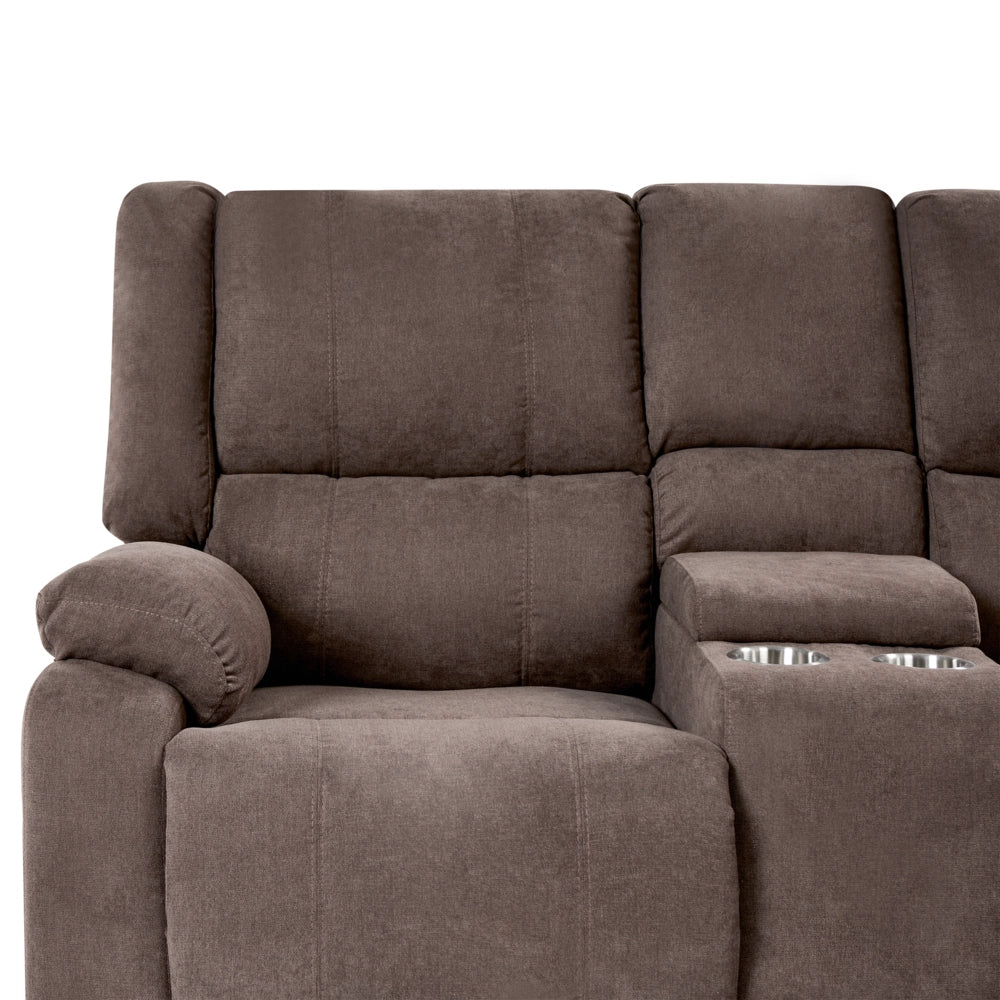 Divano angolare a 5 posti in tessuto grigio con schienale reclinabile manualmente stile moderno tradizionale