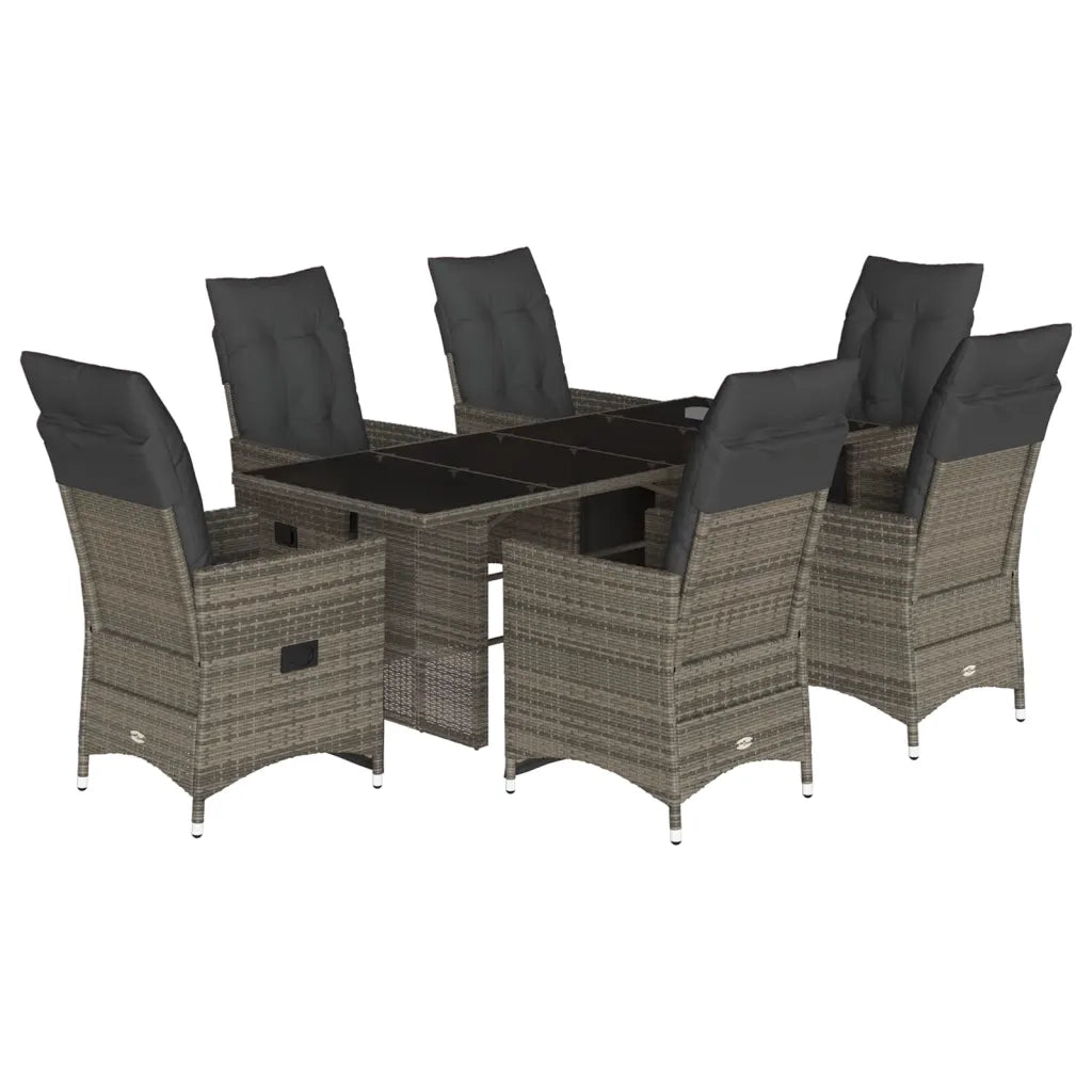 Set Bistrò da Giardino 7 pz con Cuscini in Polyrattan Grigio 3276899