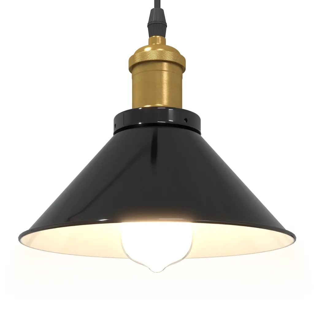Lampada a Sospensione Regolabile E27 Nero Lucido ?22 cm Metallo CFW5282380