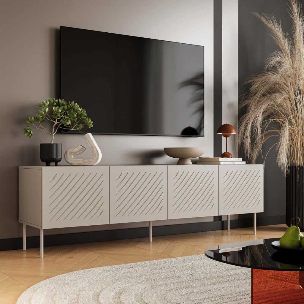 Ronca, Mobile Porta tv un Ripiano, 200.5x42x60h cm Beige