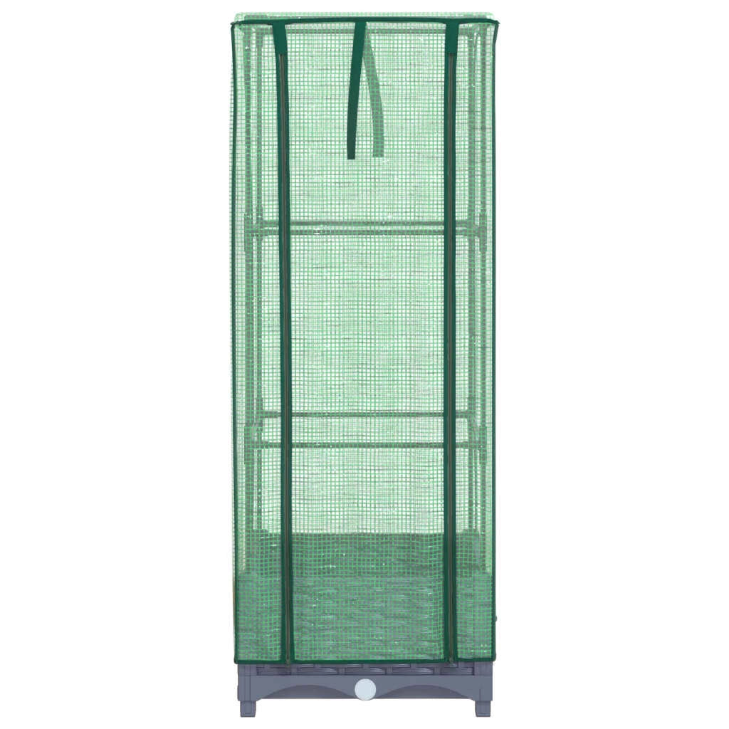 Aiuola rialzata/fioriera con copertura effetto rattan 40 x 40 x 123 cm blu/grigio 02_0038771