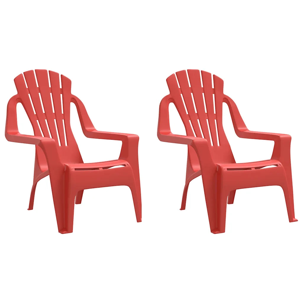 Sedie Giardino 2 pz | Sedie da Esterno Bambini Rosse 37x34x44cm PP Aspetto in Legno